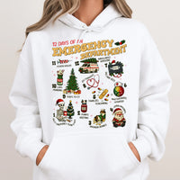 Humorous ER Nurse Christmas Hoodie, 12 Days of Emergency Department Hoodie, Medical Staff Holiday Hooded Sweatshirt, ER Doctor Hospital Hoodie
