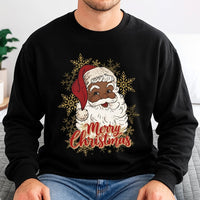 African American Santa Claus Crewneck, Black Santa Christmas Sweatshirt, Comfy Festive Holiday Sweater, Melanin Xmas Pullover Present