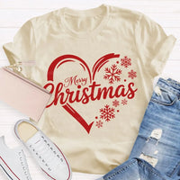 Festive Holiday Snowflake Christmas Shirt, Christmas Snowflakes and Hearts T-Shirt, Adorable Winter Graphic Tee, Holiday Present Christmas T-Shirt
