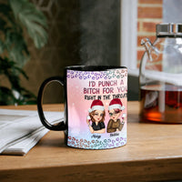 Punch a Bitch for You Holiday Coffee Cup, Humorous Best Friend Ceramic Mug, Sarcastic Soul Sister Mug, Christmas Present for Bestie Drinkware