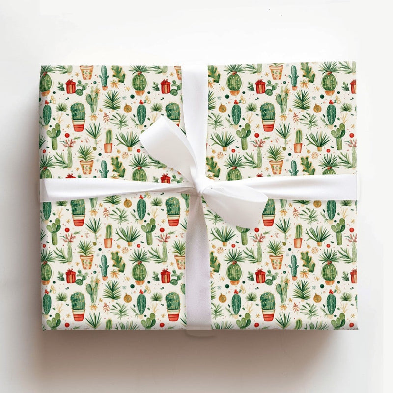 Succulent Holiday Wrapping Paper, Watercolor Cactus Christmas Wrapping Paper, Southwestern Festive Wrapping Paper, Botanical Xmas Gift Wrap