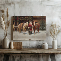 Western Christmas Canvas Wall Decor, Cowboy Santa Claus Canvas Art, Rustic Santa Canvas Print, Farmhouse Holiday Wall Art, Xmas Home Present