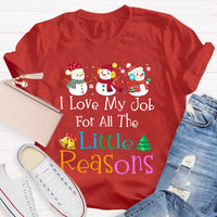I Love My Job for Little Reasons Tee, Christmas Teacher Shirt, Humorous Holiday Teacher Shirt, Winter Classroom Tee, Educator Christmas Present
