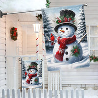 Double Sided Christmas Yard Flag, Snowman Welcome Winter Garden Flag, Holiday Snowman Lawn Flag, Winter Outdoor Decor Present