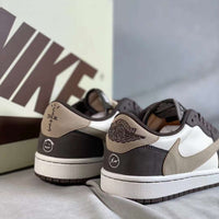 Basketball Shoes, Brown White Colorway, Reverse Hook Design, Lace Up Design, Casual Gift for Shoe Lovers