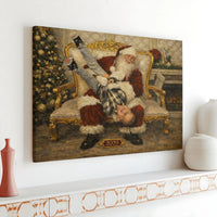 Nostalgic Christmas Canvas Print, Santa Claus and Laughing Boy Canvas, Vintage Holiday Canvas Wall Art, 2025 Christmas Wall Decor, Xmas Present