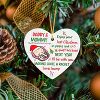 Humorous Pregnancy Announcement Ornament, Last Christmas Without Kids Ornament, Expecting Parents Heart Decor, New Baby Ceramic Keepsake