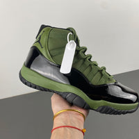 High Top Sneakers, Army Green Black Colorway, Leather Footwear, Lace Up Design, Casual Gift for Sneaker Fans