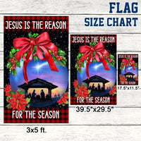 Nativity Scene Christian Christmas Yard Flag, Jesus Is the Reason for the Season Garden Flag, Holy Family Double Sided Religious Garden Flag