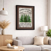 Rustic Vintage Holiday Canvas Wall Art, Christmas Tree Farm Canvas Print, Farmhouse Winter Scenery Canvas Decor, Christmas Present