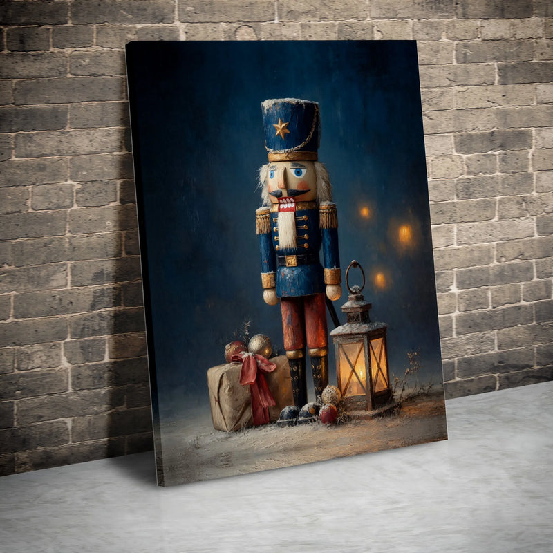 Nutcracker Soldier Wall Art, Vintage Christmas Nutcracker Canvas Print, Holiday Nutcracker Canvas Decor, Festive Xmas Wall Canvas