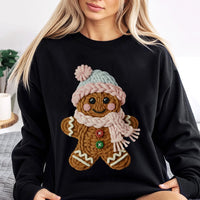 Yarn Knit Gingerbread Sweater, Adorable Gingerbread Man Sweatshirt, Christmas Holiday Crewneck, Festive Gingerbread Sweatshirt, Present for Her