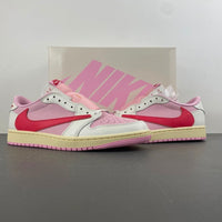 Low Top Sneakers, White Red Pink Colorway, Reverse Hook Design, Lace Up Design, Casual Gift for Sneaker Fans