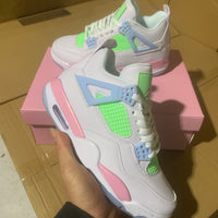 Mid Top Sneakers, White Pink Green Colorway, Valentine Design, Lace Up Design, Casual Gift for Sneaker Fans