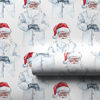 Doctor Santa Gift Wrap, Lab Coat Santa Wrapping Paper, Science Holiday Paper, Medical Gift Wrap, Secret Santa Christmas Holiday Present Wrap