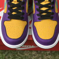 Low Top Sneakers, Purple Yellow Colorway, Lace Up Design, Casual Gift for Sneaker Fans