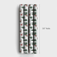 Watercolor Forest Gift Wrap, Santa in Canoe Wrapping Paper, Pine Tree Christmas Wrapping Paper, Outdoor Holiday Gift Wrap
