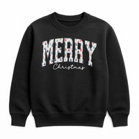 Varsity Lettering Holiday Crewneck, Merry Christmas Tree Sweatshirt, Retro Christmas Graphic Sweater, Festive Winter Holiday Sweatshirt