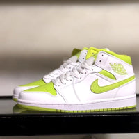 Mid Top Basketball Shoes, White Green Colorway, Lace Up Design, Casual Gift for Shoe Lovers