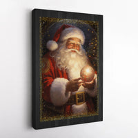 Christmas Ornament Canvas Print, Vintage Santa Claus Canvas Art, Holiday Wall Art Decor, Festive Santa Wall Decor, Frameless Canvas Present