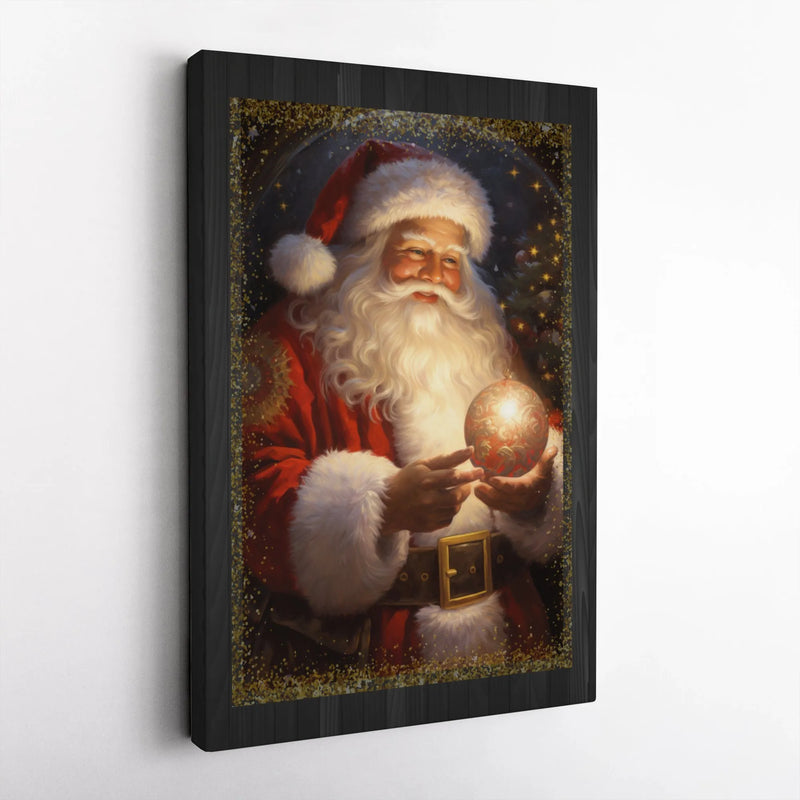 Christmas Ornament Canvas Print, Vintage Santa Claus Canvas Art, Holiday Wall Art Decor, Festive Santa Wall Decor, Frameless Canvas Present