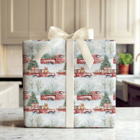 Golden Retriever Dog Gift Wrap, Vintage Red Truck Christmas Wrapping Paper, Rustic Farmhouse Wrapping Paper Roll, Holiday Present Paper
