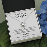 Cubic Zirconia Knot Pendant, Love Knot Necklace for Daughter, Daughter Love Knot Jewelry, Birthday Graduation Christmas Present from Dad