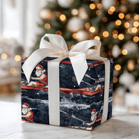 Night Sky Crew Rower Gift Wrap, Santa Sculling Rowing Wrapping Paper, Watercolor Sports Santa Paper, Christmas Boating Wrapping Paper Roll