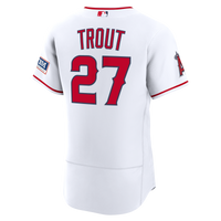Los Angeles Angels Mike Trout White Home Authentic Sponsor Patch Jersey