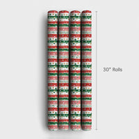 Watercolor Red Green Gift Wrap, Striped Christmas Wrapping Paper, Polka Dot Wrapping Paper, Classic Holiday Gift Wrap, Xmas Present Roll