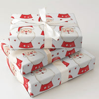 Watercolor Santa Wrapping Paper, Adorable Santa Claus Wrapping Paper, Holiday Snowflake Gift Wrap, Whimsical Christmas Present Wrapping Paper