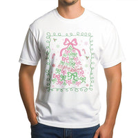 Pink Bow Holiday Graphic Tee, Coquette Christmas Tree Shirt, Girly Xmas T-Shirt, Preppy Aesthetic Christmas Shirt, Festive Present for Women