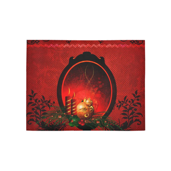Holiday Season Floor Mat, Christmas Candle and Ornament Runner Rug, Winter Festive Hallway Runner Rug, Xmas Home Decor Accent