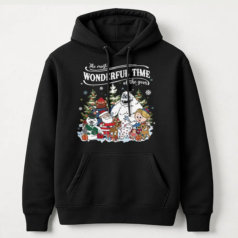 Classic Holiday Cartoon Sweatshirt, Retro Christmas Character Hoodie, Vintage 90s Winter Pullover, Adorable Festive Xmas Hooded Top