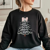 Christian Christmas Sweatshirt, Oh Come Let Us Adore Him Sweatshirt, Religious Christmas Tree Crewneck, Faith Christmas Sweater, Church Present