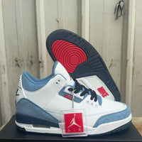 Mid Top Sneakers, White Blue Colorway, Lace Up Design, Casual Gift for Sneaker Fans
