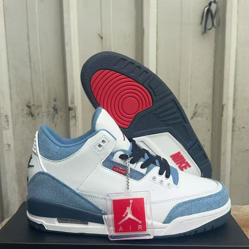 Mid Top Sneakers, White Blue Colorway, Lace Up Design, Casual Gift for Sneaker Fans
