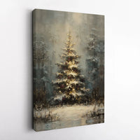 Impressionist Winter Forest Canvas Print, Christmas Tree Canvas Wall Art, Snowy Landscape Wall Decor, Holiday Season Canvas Art Present