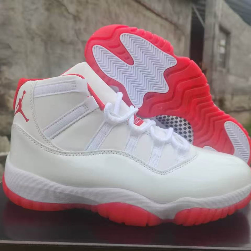 High Top Sneakers, White Red Colorway, Lace Up Design, Casual Gift for Sneaker Fans