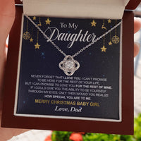 14k White Gold Over Stainless Steel Pendant Necklace, Love Knot Necklace for Daughter from Dad, Sentimental Christmas Keepsake Jewelry