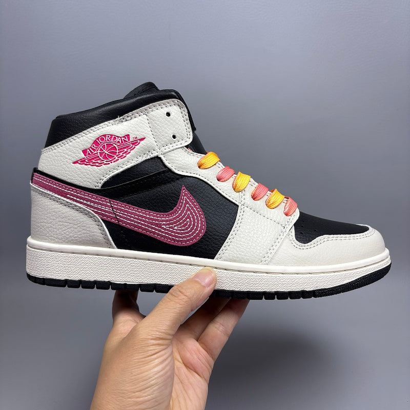 High Top Sneakers, Black Pink Colorway, Lace Up Design, Casual Gift for Sneaker Fans