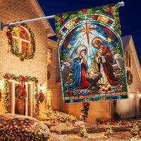 Stained Glass Holy Family Yard Flag, Nativity Scene Garden Flag, Double-Sided Christian Christmas Lawn Flag
