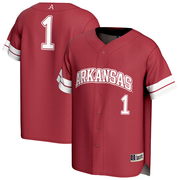 #1 Arkansas Razorbacks Lightweight Collegiate Baseball Fashion Jersey - Cardinal
