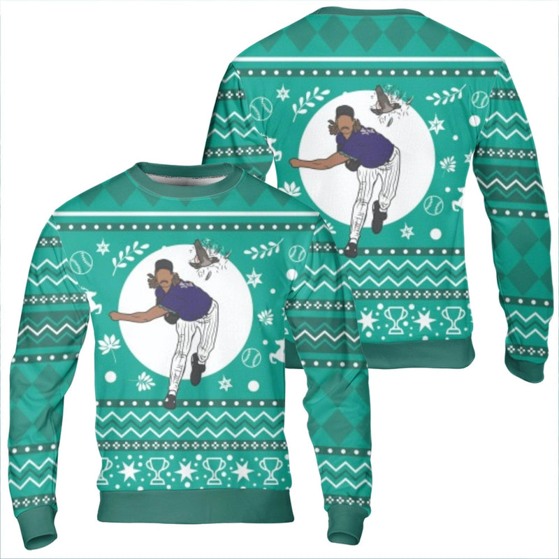 Humorous Sports Ugly Holiday Sweater, Baseball Pitcher Bird Strike Christmas Sweatshirt, Retro Baseball Xmas Sweatshirt, Gameday Fan Sweatshirt