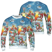Humorous UFO Christmas Sweater, Alien Santa Christmas Sweatshirt, Sci-Fi Alien Christmas Sweatshirt, Retro Space Holiday Pullover, Xmas Present
