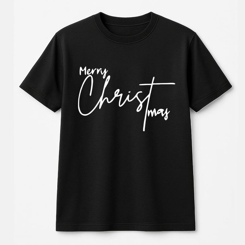Script Lettering Christmas Shirt, Minimalist Merry Christmas T-Shirt, Simple Holiday Graphic Tee, Festive Christmas T-Shirt, Holiday Present