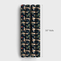 Watercolor Animal Gift Wrap, Navy Christmas Giraffe Wrapping Paper, Festive Wildlife Wrapping Paper Roll, Winter Holiday Gift Wrap