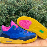 Low Top Sneakers, Blue Yellow Pink Colorway, Lace Up Design, Casual Gift for Sneaker Fans