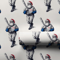 Retro Baseball Christmas Gift Wrap, Vintage Baseball Santa Wrapping Paper, Sports Santa Wrapping Paper, Holiday Baseball Gift Wrap Roll