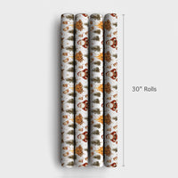Rustic Sled and Pine Trees Gift Wrap, Campfire Santa Christmas Wrapping Paper, Outdoorsy Nature Santa Wrapping Paper, Holiday Wrapping Paper